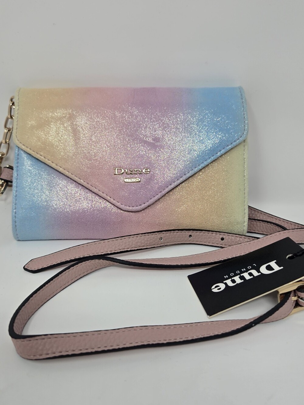 Dune London Iridescent Pastel Ombre Crossbody - Pink Blue Yellow